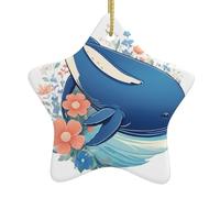 Arbre de Noël en céramique à suspendre en forme d'étoile WHJSSF Chubby Whale In The Ocean Picture Decoration Malls, Supermarchés, Magasins
