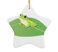 Arbre de Noël en céramique à suspendre en forme d'étoile WHJSSF Grenouille sur feuille verte Décoration Malls, supermarchés, magasins