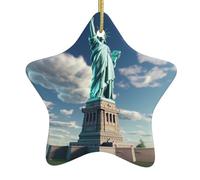 Arbre de Noël en céramique à suspendre en forme d'étoile WHJSSF Statue de la Liberté Image conçue spécifiquement pour les vacances 7,9 x 7,9 cm