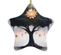 Arbre de Noël en céramique à suspendre en forme d'étoile YYHWHJDE fluorescente facile à accrocher sur les arbres, les portes et les fenêtres