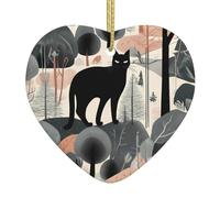 Arbre de Noël en céramique à suspendre Love Ornement YYHHAOFA Charmant Chat dans la jungle avec cordon métallique perforé et doré