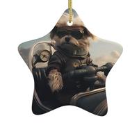 Arbre de Noël en céramique à suspendre Motif chiot YYHWHJDE faisant un tour avec cordon métallique perforé et doré