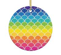 Arbre de Noël en céramique à suspendre, motif écailles de poisson arc-en-ciel, choix parfait pour la décoration de Noël pour la maison et les vacances