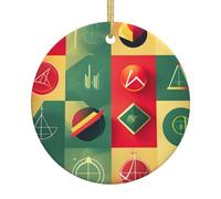 Arbre de Noël en céramique à suspendre - Symboles mathématiques scolaires - Impression complète - Décoration festive ronde pour la maison, le bureau et la fête