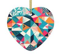 Arbre de Noël en céramique à suspendre - WHJDPP - Géométrie abstraite - Facile à accrocher pour fête de vacances - 7,9 x 7,9 cm