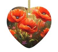 Arbre de Noël en céramique à suspendre WHJDPP Poppy Flowers1 Impression facile à accrocher pour fête de vacances 7,9 x 7,9 cm