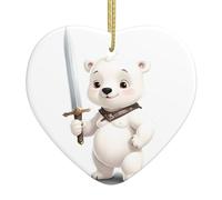 Arbre de Noël en céramique à suspendre YYHWHJDE Petit ours blanc tenant une épée peut ajouter une touche romantique aux festivals ou fêtes