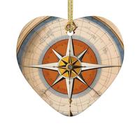 Arbre de Noël en céramique suspendu Amour Pendentif WHJSHOP Loi de la boussole Mer Imprimée Décoration centres commerciaux, supermarchés, magasins