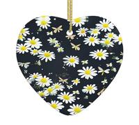 Arbre de Noël en céramique suspendu Amour Pendentif WHJSSF Courbé Camomille Fleurs Papillons Volants Motif Décoration centres commerciaux, supermarchés, magasins