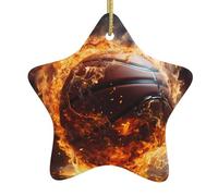 Arbre de Noël en céramique suspendu en forme d'étoile Pendentif YYHWHJDE Basketball sur le feu et l'eau Flamme éclaboussant Impressions Décoration centres commerciaux, supermarchés, magasins