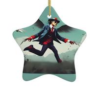 Arbre de Noël en céramique suspendu étoile pendentif WHJSSF chasse vol sauvage image décoration centres commerciaux, supermarchés, magasins