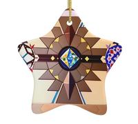 Arbre de Noël en céramique suspendu étoile pendentif Yyhhaofa peuple aborigène motif graphique décoration centres commerciaux, supermarchés, magasins