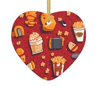 Arbre de Noël en céramique suspendu Love Pendentif WHJSSF Popcorn et équipement de cinéma Motif trous soigneusement percés Corde en métal