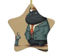 Arbre de Noël en céramique suspendu pendentif étoile Whjdpp chat mignon et souris dialogue sérigraphie décoration centres commerciaux, supermarchés, magasins