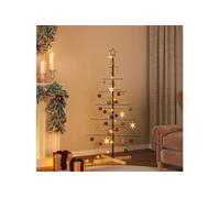 vidaXL Sapin de Noël métal noir avec base en bois et support intérieur/extérieur