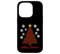 Arbre de Noël géométrique Rouge Vert Abstrait inspiré des mathématiques et de l'IA Coque pour iPhone 14 Pro