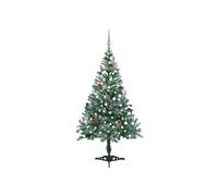 Arbre de Noël givré Pré-éclairé et Boules Pommes de Pin, Sapin de Noël avec LED, Décoration de Vacances, Ornement de Fête Intérieur Extérieur, 150 cm