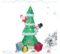 Arbre de Noël Gonflable - Polyester, 94.49x43.31in Arbre Géant Décoration Lumineuse à LED | Base carrée sûre avec Père Noël et Bonhomme de Neige, Jardin de Vacances Gonflable pour Pelouse, Fêtes