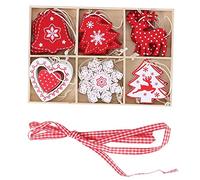 Arbre de Noël Hanging Pendentifs 24 Pcs Artisanat De Noël Décor Ornement Elk SantaTree Flocon De Neige Jingle Bells en Bois Peint ArtisanatDécorations pour la Maison de fête du Festival de Noël