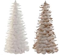 Arbre de Noël Home ESPRIT Blanc Or Carton Plume 22 x 22 x 46 cm (2 pièces)
