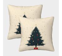 Arbre de Noël Housses De Coussin Lot De 2 Taies Cartoon Arbre de Noël Pillow Covers Taie Oreiller D'Extérieur Cacher La Fermeture À Glissière Pour Patio Jardin Salon Chambre Décoration 40x40cm