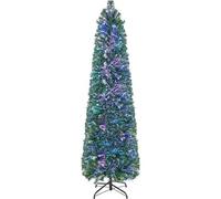COSTWAY Sapin de Noël Lumineux 180 cm avec Fibre Optique Colorées 517 Branches PVC Forme de Crayon Décoration de Noël pour Maison