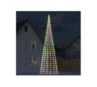 Arbre de Noël Lumineux sur Mât de Drapeau 3000 LED, Sapin de Noël avec Guirlande Lumineuse, Décoration de Fête avec Lumière, Moderne, Coloré 800 cm