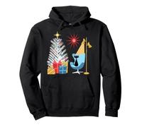 Arbre de Noël Moderne du Milieu du siècle et Chat dans Une scène rétro Sweat à Capuche