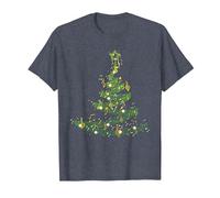 Arbre de Noël Notes de Musique Chanson Xmas Musicien Pyjama T-Shirt, Homme, Bleu Chiné, 5XL