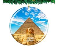 Arbre De Noël Ornements 7.3cm, Egypt Great Sphinx of Giza Cairo City Travel Boule De Noël Personnalisée Décoration d'arbre De Noël Vintage Pendentifs Décoration pour Fête Maison Fête du Nouvel