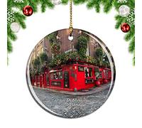 Arbre De Noël Ornements 7.3cm, Ireland Temple Bar Dublin City Travel Boule De Noël Personnalisée Décoration d'arbre De Noël Vintage Pendentifs Décoration pour Décoration De Noël Fête Maison
