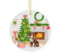 Arbre De Noël Ornements Berger Australien Ornement en Céramique Personnalisable Boule De Noëls pour Enfant Home Decor Fête De Vacances 7.3 Cm