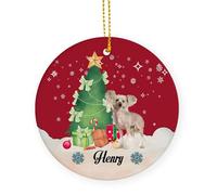 Arbre De Noël Ornements Chien Chinois À Crête Céramique À Suspendre Personnalisable Décoration D'Arbres De Noëls pour Fête du Nouvel Fête De Vacances Home Decor 7.3 Cm