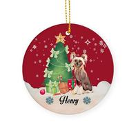 Arbre De Noël Ornements Chien Chinois À Crête Céramique À Suspendre Personnalisable Pendentifs Décoration pour Home Decor Maison Fête du Nouvel 7.3 Cm