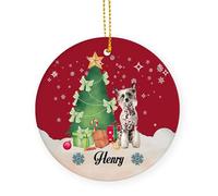 Arbre De Noël Ornements Chien Chinois À Crête Ornement en Céramique Personnalisable Ornements d'arbre De Noël pour Maison Enfant Fête De Vacances 7.3 Cm