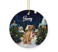 Arbre De Noël Ornements Chien Rhodesianais À Crête Dorsale Brun Céramique À Suspendre Personnalisable Décoration D'Arbres De Noëls pour Home Decor Maison Fête du Nouvel 7.3 Cm