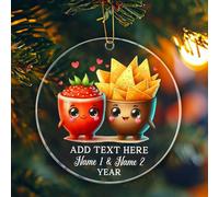 Arbre De Noël Ornements Chips Et Salsa Céramique À Suspendre Vintage Décoration D'Arbres De Noëls pour Enfant Fête De Vacances Fête du Nouvel 7.3 CM