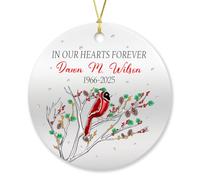 Arbre De Noël Ornements dans Nos Cœurs pour Toujours Céramique À Suspendre Personnalisée Boule De Noëls pour Maison Enfant Fête du Nouvel 7.3 Cm