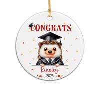 Arbre De Noël Ornements Hérisson Bonne Remise des Diplômes Céramique À Suspendre Décoration Pendentifs Décoration pour Enfant Fête De Vacances Fête du Nouvel 7.3 CM