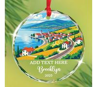 Arbre De Noël Ornements Lac Léman Céramique À Suspendre Esthétique Ornements d'arbre De Noël pour Fête De Vacances Home Decor Enfant 7.3 Cm