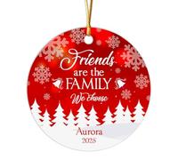 Arbre De Noël Ornements L'Amitié Est La Famille Que Nous Choisissons Céramique À Suspendre Rétro Boule De Noëls pour Maison Enfant Fête du Nouvel 7.3 CM