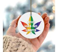 Arbre De Noël Ornements l'amour n'a Pas De Limites Soutien Communautaire Lgtbq Festif Ornement en Céramique Esthétique Boule De Noëls Vintage Décoration d'arbre De Noël pour Maison Fête 7.3CM