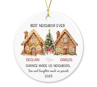 Arbre De Noël Ornements Le Plaisir Et Le Rire Ont Fait De Nous des Amis Céramique À Suspendre Rétro Pendentifs Décoration pour Enfant Fête De Vacances Fête du Nouvel 7.3 Cm