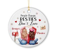 Arbre De Noël Ornements Les Gens Changent, Les Meilleurs Amis Ne S'Aiment Pas Céramique À Suspendre Rétro Décoration D'Arbres De Noëls pour Home Decor Maison Fête du Nouvel 7.3 Cm