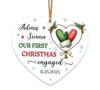 Arbre De Noël Ornements Nos 1Ers Fiancés De Noël Céramique À Suspendre Personnalisée Décoration D'Arbres De Noëls pour Fête De Vacances Home Decor Enfant 7.3 Cm