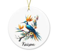 Arbre De Noël Ornements Oiseau De Paradis Céramique À Suspendre Esthétique Pendentifs Décoration pour Enfant Fête De Vacances Fête du Nouvel 7.3 Cm