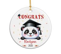 Arbre De Noël Ornements Panda Joyeuse Remise des Diplômes Céramique À Suspendre Rétro Ornements d'arbre De Noël pour Enfant Fête De Vacances Fête du Nouvel 7.3 CM