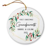 Arbre De Noël Ornements Premier Noël en Tant Que Grands-Parents Céramique À Suspendre Vintage Pendentifs Décoration pour Home Decor Maison Fête du Nouvel 7.3 Cm