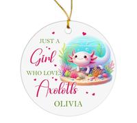 Arbre De Noël Ornements Qui Aime Juste Une Fille Axolotls Céramique À Suspendre Esthétique Décoration D'Arbres De Noëls pour Enfant Fête du Nouvel Fête De Vacances 7.3 CM