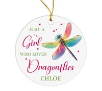 Arbre De Noël Ornements Qui Aime Juste Une Fille Libellules Céramique À Suspendre Personnalisée Boule De Noëls pour Maison Home Decor Fête du Nouvel 7.3 CM